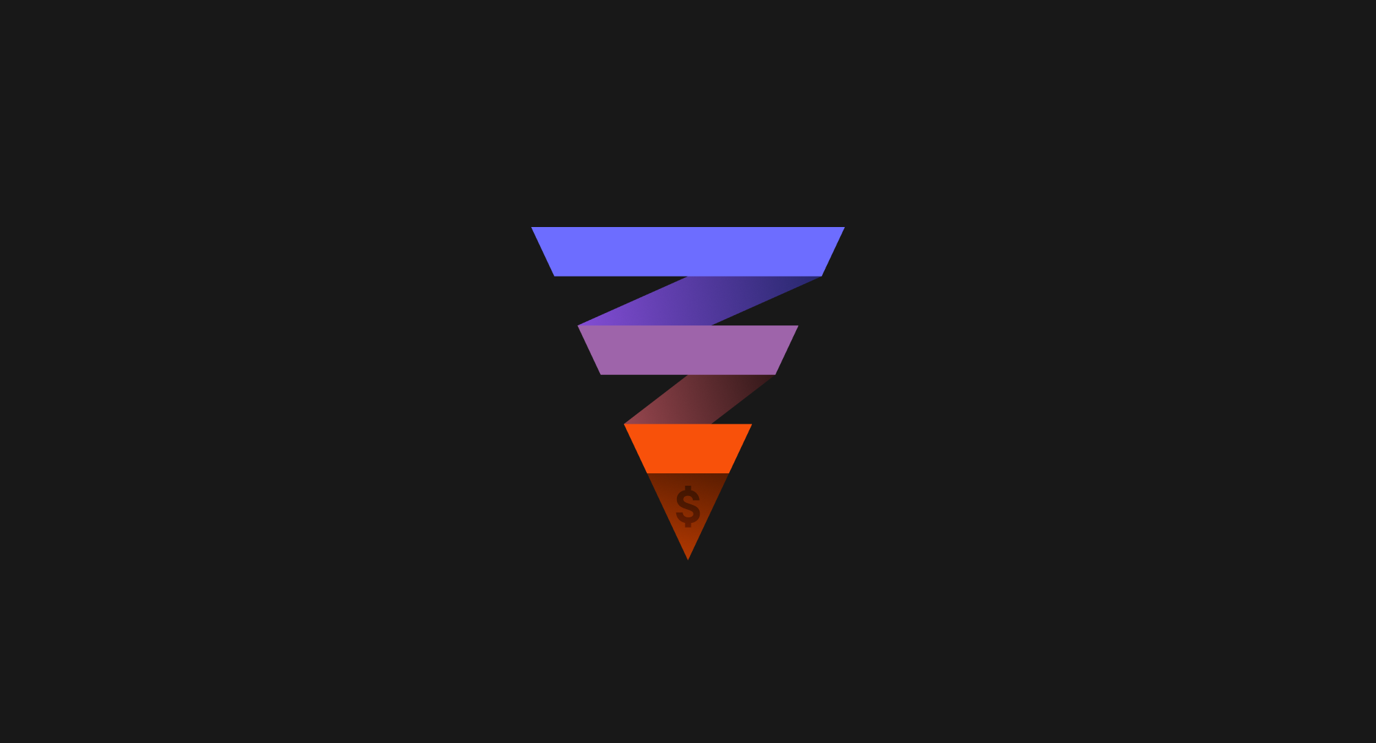 Illustration of a multicolored user acquisition funnel transforming into coin symbols on a dark background — metaphor for converting new players into paying customers (FTDs).
